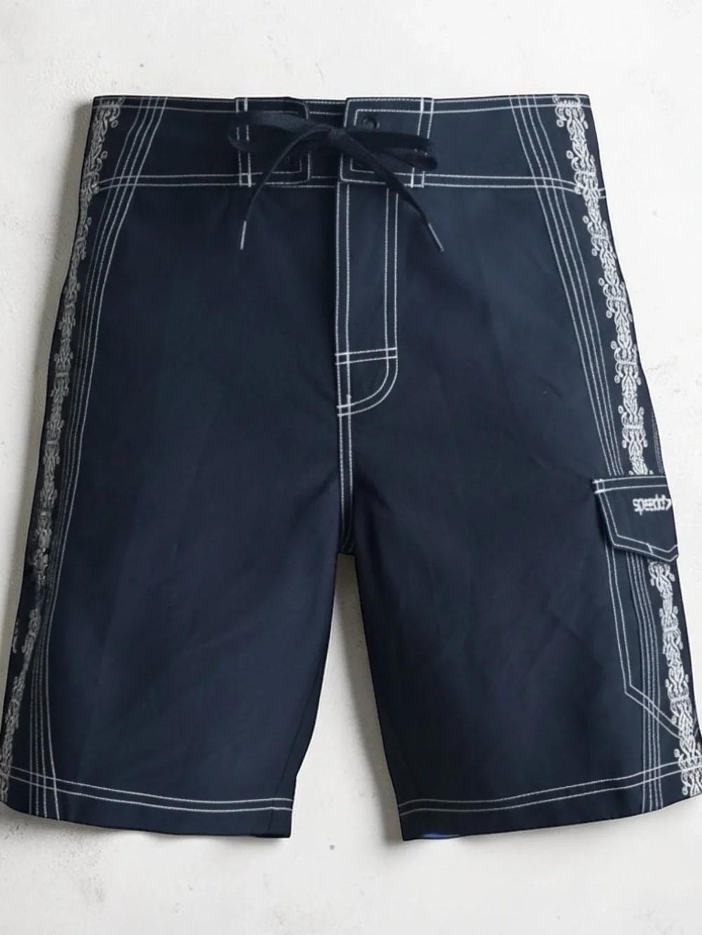 Speedo Black Swim Board Shorts with White Stitching
